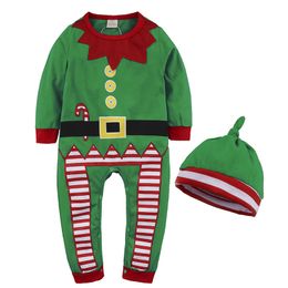 Christmas Infant born Baby Boys Girls Rompers And Hat Clothes Autumn Toddler Jumpsuits 210429