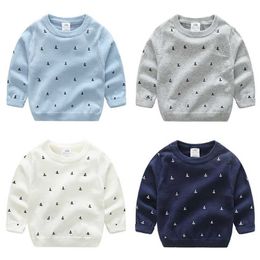 Spring Autumn 2 3 4 5 6 7 8 9 10 Years Old Teenage Christmas Gift O-Neck Knitted School Child Baby Kids Sweater For Boy 211104