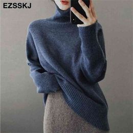 casual thick big Autumn Winter high-neck oversize Sweater Pullover Women warm chic female loose cashmere Basic wool Sweaters 210914