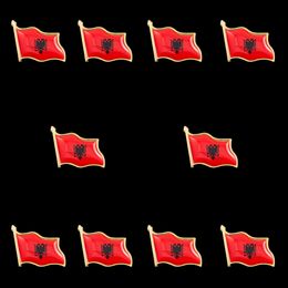 10PCS Albania Unisex National Country Gold Plated Flag Lapel Emblem Fashion Pins Set