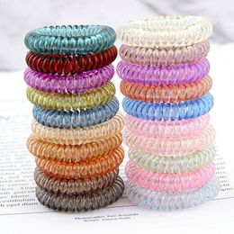 Solid Color Hair Ring Tie Telephone Wire Elastic Ponytail Holder Hair Accessories for Girl Lady Children