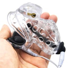 electric male chastity Australia - Venting Hole Design Electric Shock Male Chastity Device With 4 Penis Rings Electro Shock Cock Dick Adult Games Sex Toys For Men S0824