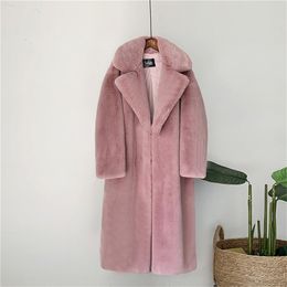 winter style Korean autumn and winter women's thickened long imitation mink fur coat faux fur imitation fur coat 211122