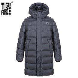 TIGER FORCE Winter Jacket For Men Long black Warm Male Sports Casual fashion Thick outdoor Men's coat Warm Parka 70701 210914