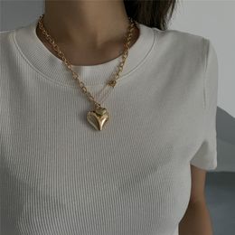 Hip Hop Punk Lover Heart Pin Pendant Choker Cross Chain Necklace for Women Boho Steampunk Goth One Piece Female Jewelry Neck