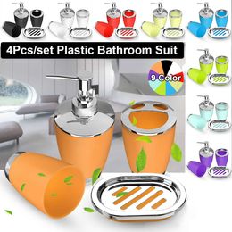 Bathroom Set 4PCS Soap Dish Dispenser Bottle Washroom Toothbrush Holder Cup Suit Home Decoration Accessories 210709