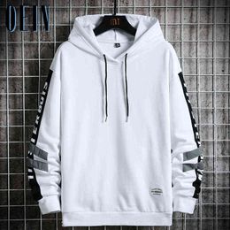 OEIN Mens Hoodies Autumn Fleece Solid Oversized Sweatshirts Hip Hop Japanese Streetwear Harajuku Casual Black Hoodie Men 211217