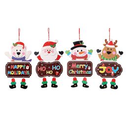 Christmas Ornaments Paper Board Door Window Hanging Pendant Welcome Merry-Christmas Boards Xmas Decortaions Santa Claus Snowman w-00787