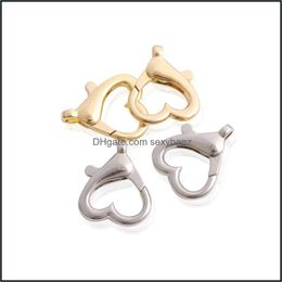 Clasps & Hooks Jewellery Findings Components 10Pcs/Lot Alloy Heart Shape Lobster Clasp Key Chain Split For Diy Making Necklace Bracelet Connec