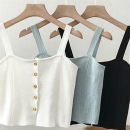 Women Sexy Short Vest Cotton Crop Top Fitness Camisole Fashion Solid Sleeveless Cropped Tank s Spring 210601