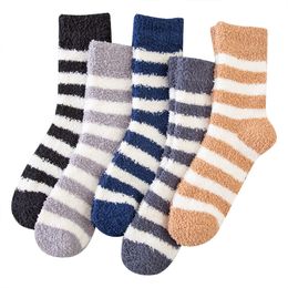 Fashion Accessories Striped Warm Coral Fleece Socks Floor Socks Men Women Winter Comfortable Thick Casual Socks Fuzzy Fluffy Plush Cotton Sock