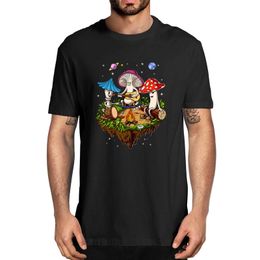 Unisex Hippie Mushrooms Camping Psychedelic Forest Fungi Festival Vintage Funny Tshirt Men's 100% Cotton T-Shirt Streetwear Tee 210629