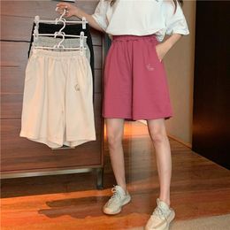 colorful trousers Canada - Gym Clothing Shorts Women Embroidery Elasticity Lovely Girls Korean Style Sweet Students Harajuku Colorful Simple Oversize Trousers Female