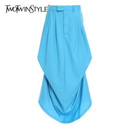 Black Minimalist Skirt For Women High Waist Button Large Size Maxi Skirts Female Summer Fashion Clothing 210521