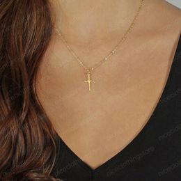 Fashion Summer Gold Chain Pendant Necklace Small Silver Cross Religious Jewelry For Women