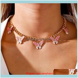 & Jewelrytrendy Enamel Cute Butterfly Necklaces Pendants For Women Alloy Gold Colour Clavicle Choker Girl Jewellery Chokers Drop Delivery 2021