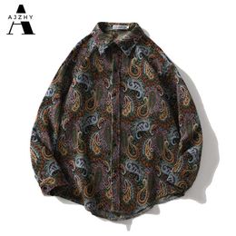 AJZHY Vintage Shirt Jackets Mens Long Sleeve Button Up Loose Oversize Winter Warm Coat Casual Fashion Harajuku Hip Hop Clothing 210628