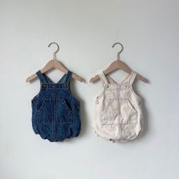 MILANCEL clothing sleeveless girls denim bodysuits Korean style baby one piece 210317