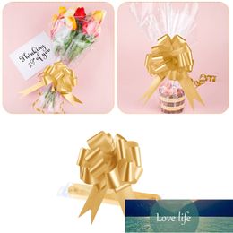 30 Pieces Large Satin Ribbon Pulled Bows Ribbon Bow Gift Wrapping Pull Bows with Wedding Gift Baskets Bow (Gold) Factory price expert design Quality Latest Style