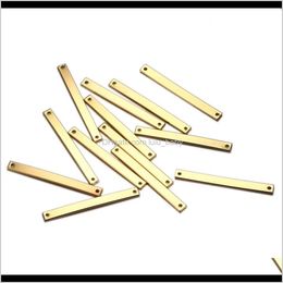 100Pcslot 404Mm Small Sticks With Two Holes Simple Blank Bar Connectors Charm Necklaces Long Strip Pendant Diy Vnltl Charms 8Hcce