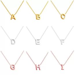 3 Colours 26 Letters Initial Necklace Silver Gold Rose Gold Colour Letter Pendant Necklaces Jewellery For Party Gift