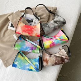 Fashion Tie-dye Alligator Pattern Shoulder Underarm Bags For Women Vintage PU Leather Ladies Casual Small Shoulder Handbags