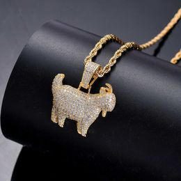 Bling bling Hip Hop Animal Pendant Brass Micro pave with CZ stones Necklace Jewelry for men and women CN051 X0707