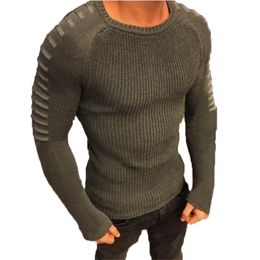 Sueter Masculino Autumn Long Sleeve O-neck Skinny Knitted Sweater Men Casual Black White Patchwork Pullover Ropa Hombre Invierno 210604