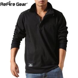 Refire Gear Cotton Casual T-shirts Men Spring Loose Long Sleeved Tactical Shirts Military Big Size Business Leisure Underwear 210707