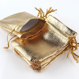 50pcs/lot Jewellery Packing Gold Foil Cloth Drawstring Christmas Gift Packaging Gift Bags7x9cm Wedding Gift Bags Pouches