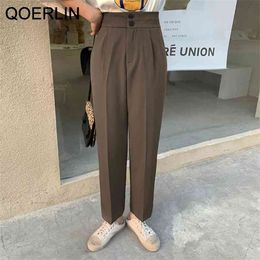 Business Pants Formal Straight Slim Fit Trousers Black/Brown Suit S-XL Office Ladies Ankle-Length Trouser 210601
