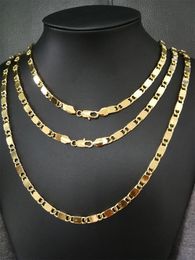 Real Gold Plated Chain 6.3mm Band Width Men Necklace Women Chains 19 Inches 28