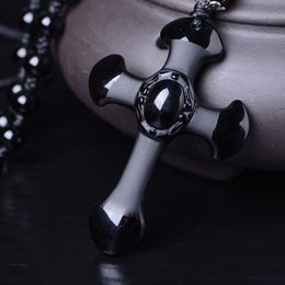 Dropshipping Chinese Carving Obsidian Pegasu Pendant Natural Black A Obsidian Necklace For Women Men fine Jewelry Wholesale Gift