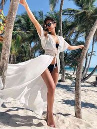 Women Elegant Cotton Thin Open Midi Dress Summer Solid V-Neck Holiday Beach Dresses High Wasit Chic Bow Vestidos 210521