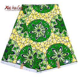 XIAOHUAGUA Wax African Fabric Green Polyester Ankara Traditional Batik High Quality Sewing Women's Party Dresses FP6420 210702
