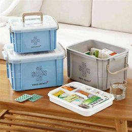 Plastic First Aid Box Large Medical Storage Multi-layer Medicine Family 210423