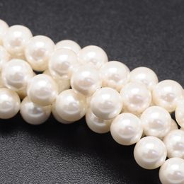 49pcs strand Shell Pearl Beads 8mm Loose Beads Round Shape For Fashion Jewelry Handmade Necklace Bracelet Earring Making