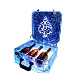 Ice Rock 3 bottles Rechargeable LED Ace of Spade Glorifier Box Champagne Bottle Case for Night Club Party Lounge Bar