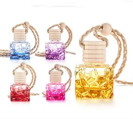 Small Car Perfume Bottle Rope Irregular Essential Oil Diffuser Fragrance Empty Cube Colour Hanging Ornaments Bottles SN3064