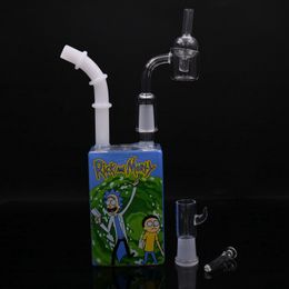 7.5" inch Glass hookah Juice Box Dab Oil Rig Beaker Bong Liquid Water Pipe with Quartz Banger Carb Cap
