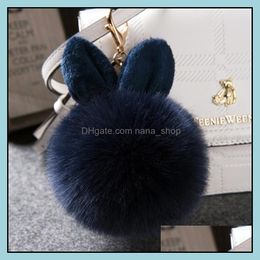 Keychains Fashion Accessories Fur Pom Keychain Fake Rabbit Ball Key Chain Porte Clef Pompom De Fourrure Pompon Bag Charms Bunny Ke280k