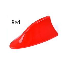 Universal Car Roof Red Shark Fin Antenna Cover AM FM Radio Signal Aerial Adhesive Tape Base Fits Most Auto Cars SUV Truck