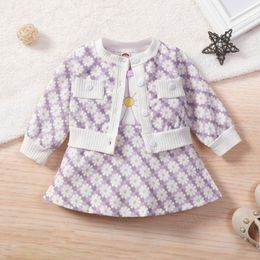 Newborn Baby Lovely Coat Dress Suit Fashion Girls Sleeveless Round Neck High Waist A-Line Midi Buttons Cardigan Purple/Pink