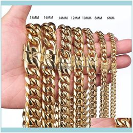 Chains Necklaces & Pendants Jewelrychains Topgrillz Stainless Steel Gold Color Cuban Chain Faucet Button Hip Hop Fashion Jewelry For Gift 6M
