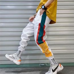 Хип-хоп Streetwear Мужская сращивание Joggers Брюки Мода Мужчины Случайные грузы Брюки Брюки Высокая улица Эластичная талия Гарема Брюки Мужчин