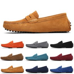 GAI Newest Non-brand Men Casual Suede Shoes Black Blue Wine Red Grey Orange Green Brown Mens Slip on Lazy Leather Shoe
