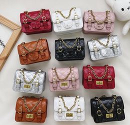 Children handbag autumn winter kids letter retro messenger bag embroidery line girl chain one shoulder crossbody bags