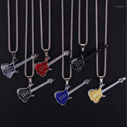 Pendant Necklaces Rock Band Guitar Couple Necklace For Women Men Simple Jewelry On The Neck 2022 Fashion Accessories Friend Gift