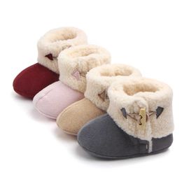 Fashion Winter Baby Boots Infant Girls Boys Warm Ankle Snow Boots Toddler Fur Plush Insole Buckle Boots Shoes G1023