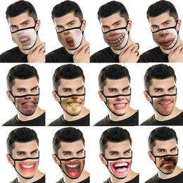 10pcs Washable Funny Cartoon Mouth Mask Anti Dust PM2.5 Cotton Masks Reusable Fashion ZWL